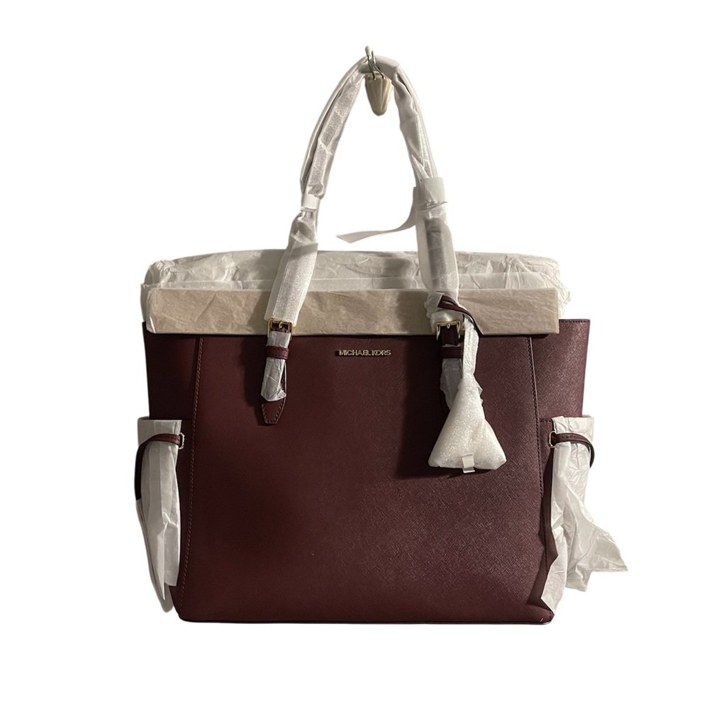 Michael Kors Gilly Tote Bag Burgundy w/ Purse Charm - Picture 2 of 10